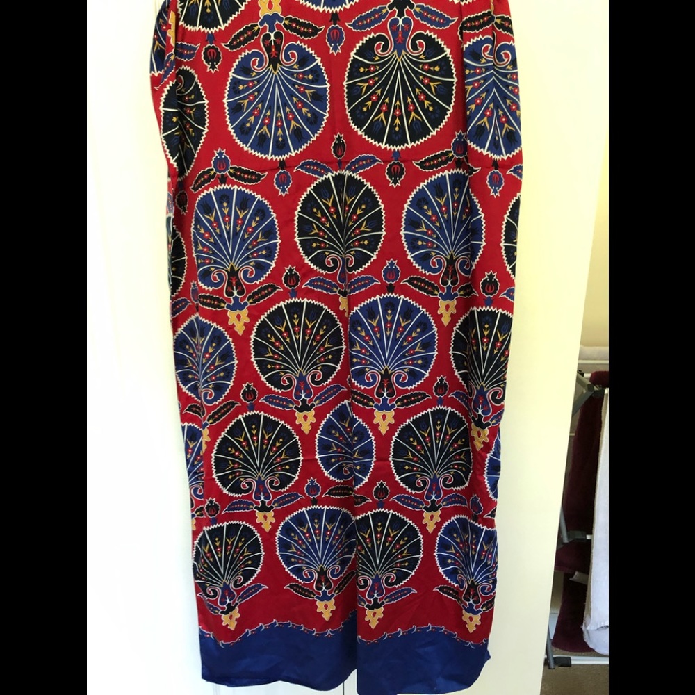 Silk wrap/ scarf in red and royal blue